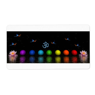 Etiqueta aves chakras y aum