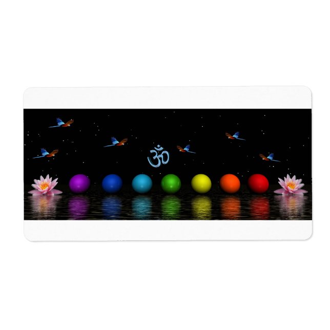 Etiqueta aves chakras y aum (Frente)