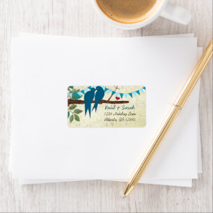 Etiqueta Aves de amor vintage Aqua Bunting Damask Hills