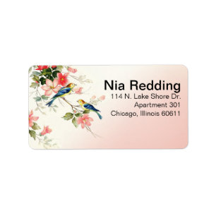 Etiqueta Aves de amor vintage Sr. y la Sra.   rosa