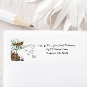 Etiqueta Aves de época Árbol verde musical