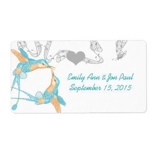 Etiqueta Aves de Hummingbirds Aqua & Coral