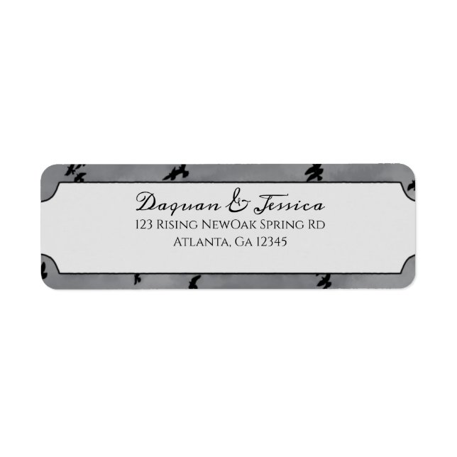 Etiqueta Aves negras volando gótica (Frente)