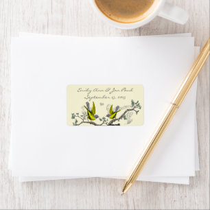 Etiqueta Aves Vintage Amarillo y Gris RSVP Dirección