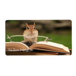 Etiqueta Avid reader chipmunk bookplate