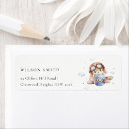 Etiqueta Avión infantil de la marina de roya cutánea Teddy