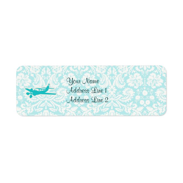 Etiqueta Avión verde azulado (Frente)