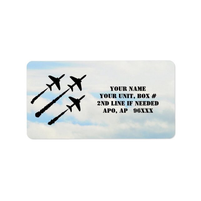 Etiqueta Aviones militares USAF Blue Sky (Frente)