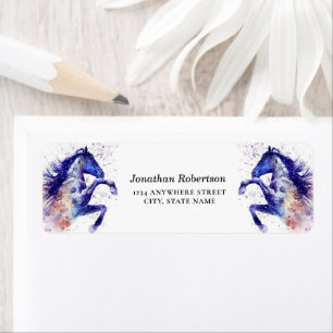 Etiqueta Awesome Watercolor Horse Return Address Label