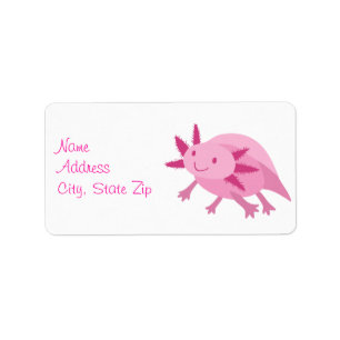 Etiqueta Axolotl rosado lindo del albino
