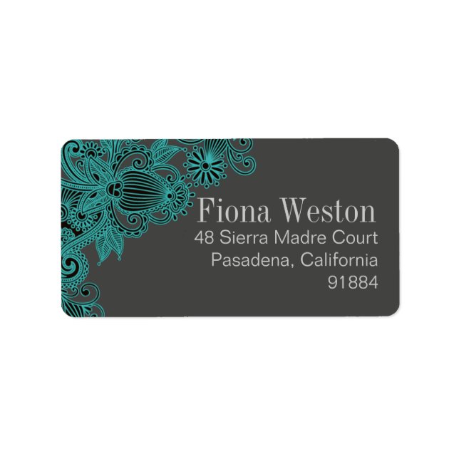 Etiqueta Aztec Paisley - gris verde azulado (Frente)