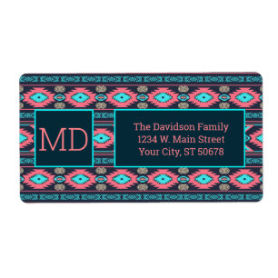 Etiqueta Azteca geométrico étnico al sudoeste