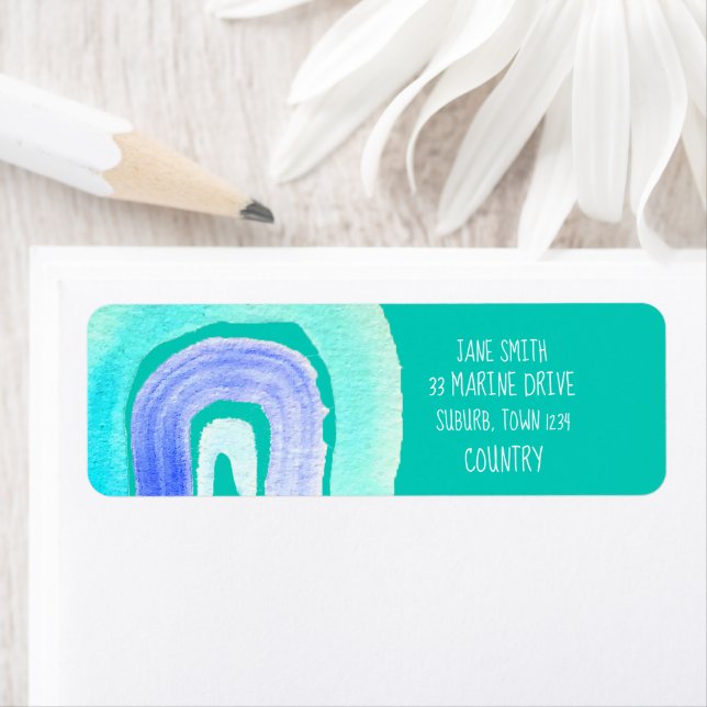 Etiqueta Azul arcoiris amor acuático (In situ)