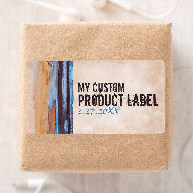 Etiqueta Azul, Beige, berenjena, Marble de pintura con gota (In situ)