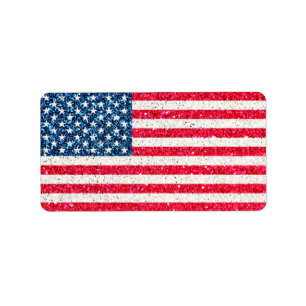 Etiqueta Azul blanco rojo Patriótico Norteamericano Fiesta 