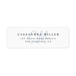 Etiqueta Azul claro Dos letras Monograma Dirección de devol