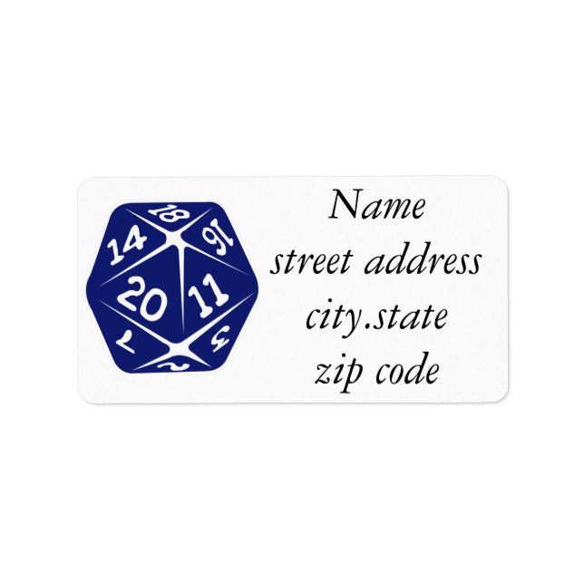 Etiqueta Azul d20 (Frente)