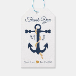 Etiqueta azul de boda de anclaje-náutico