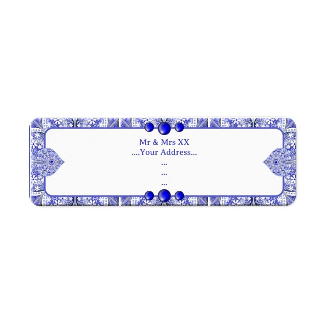 Etiqueta Azul de encaje cerámico de Grecia (Frente)