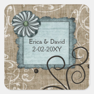 etiqueta azul del boda