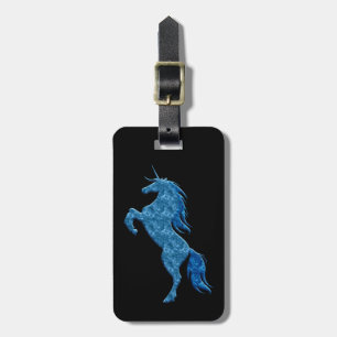 Etiqueta azul del equipaje del unicornio del fuego