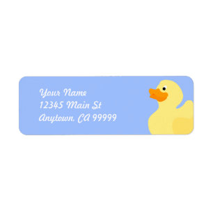 Etiqueta azul Ducky de goma