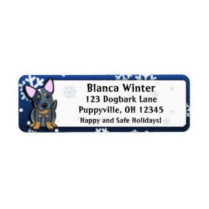Etiqueta Azul Heeler del dibujo animado del invierno