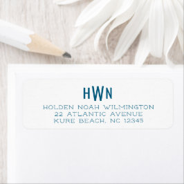 Etiqueta Azul Marino Oficina Profesional Monograma Hombres