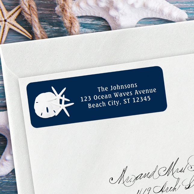Etiqueta Azul marino Starfish Sand Dollar (Subido por el creador)