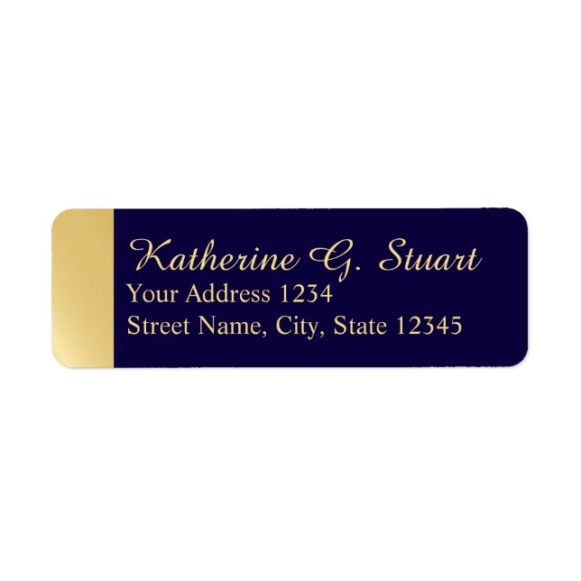 Etiqueta Azul marino y oro moderno elegante (Frente)