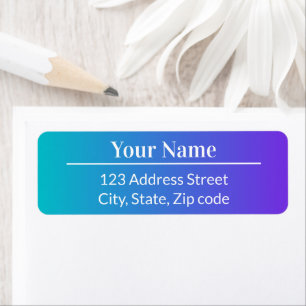 Etiqueta Azul Morado Ombre Moderno Simple Nombre Dirección