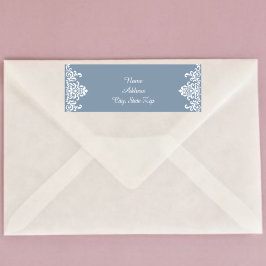 Etiqueta Azul Polvoriento Damask Laceado