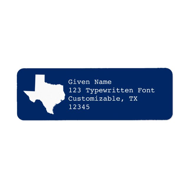 Etiqueta Azul y Blanco Texas (Frente)