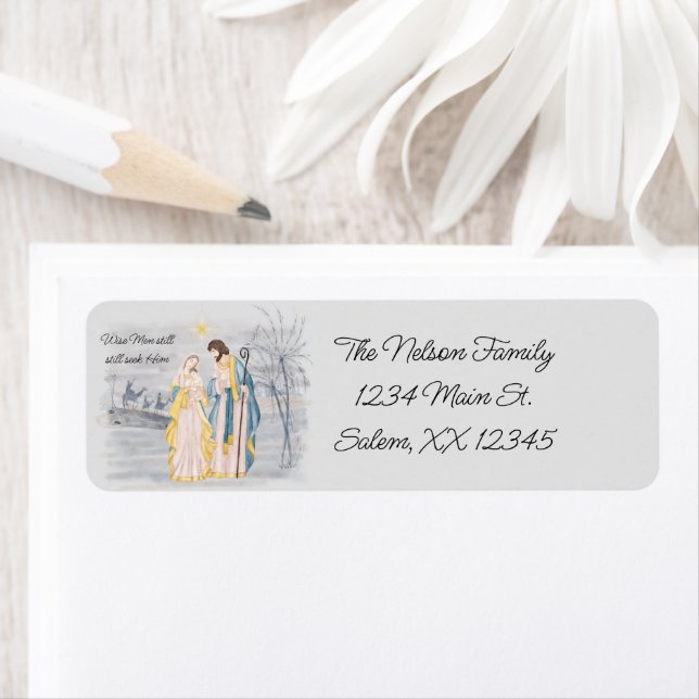 Etiqueta Azul y oro María, José y Jesús Fiestas (In situ)