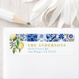 Etiqueta Azulejo Azul Mediterráneo Limón Amalfi