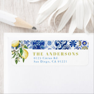 Etiqueta Azulejo Azul Mediterráneo Limón Amalfi