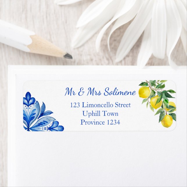 Etiqueta Azulejos azules limones italianos (In situ)
