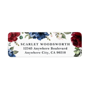 Etiqueta Azules marinos y boda floral rosada de Borgoña