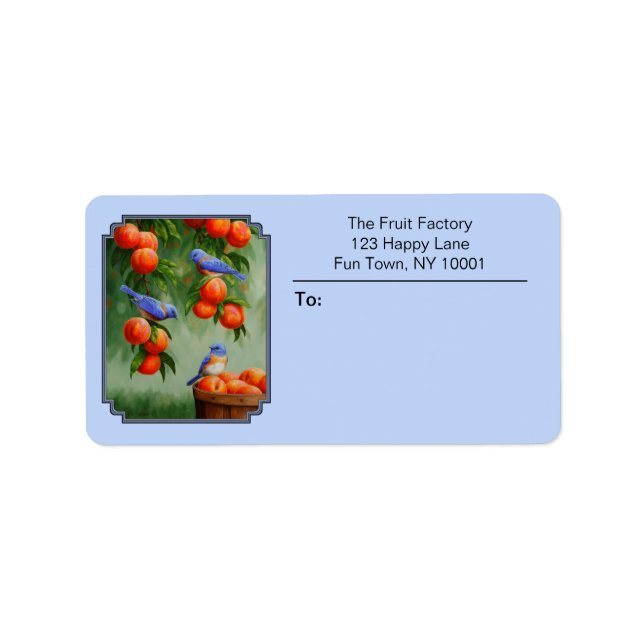 Etiqueta Azules y melocotones (Frente)