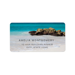 Etiqueta Azure Ocean Sandy Beach Photo Address