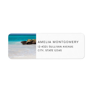 Etiqueta Azure Ocean Sandy Beach Photo Address