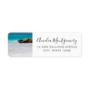 Etiqueta Azure Ocean Sandy Beach Photo Address