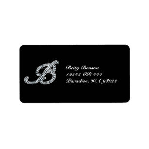Etiqueta B Script Faux-"Diamond Bling"