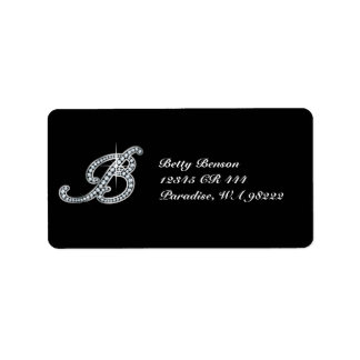 Etiqueta B Script Faux-"Diamond Bling"