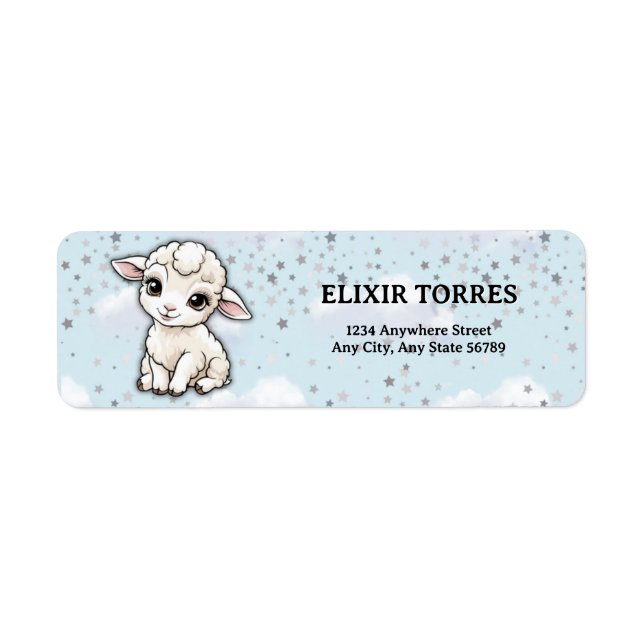 Etiqueta Baa-baa A Little Lamb Stars Baby Shower (Frente)