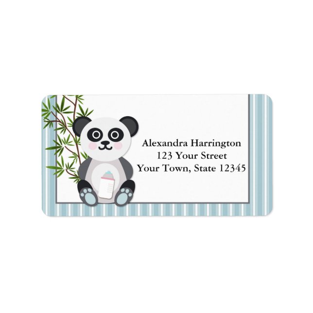 Etiqueta Baby Boy Panda, Stripes (Frente)