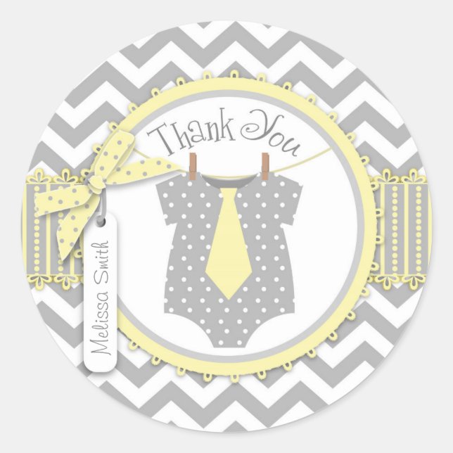 Etiqueta Baby Boy Tie Chevron Print (Anverso)