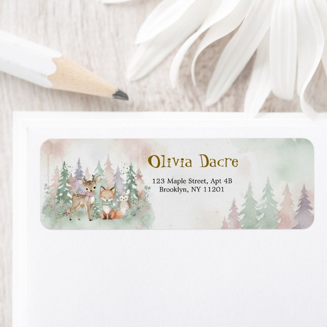 Etiqueta Baby It's Cold Outside Modern Winter Woodland  (Subido por el creador)