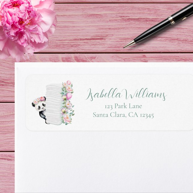 Etiqueta Baby Panda Peonies Jungle Baby Shower (Subido por el creador)