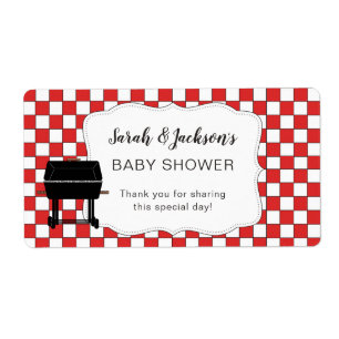 Etiqueta BaBy-Q rojo favor de la ducha para bebés o barbaco
